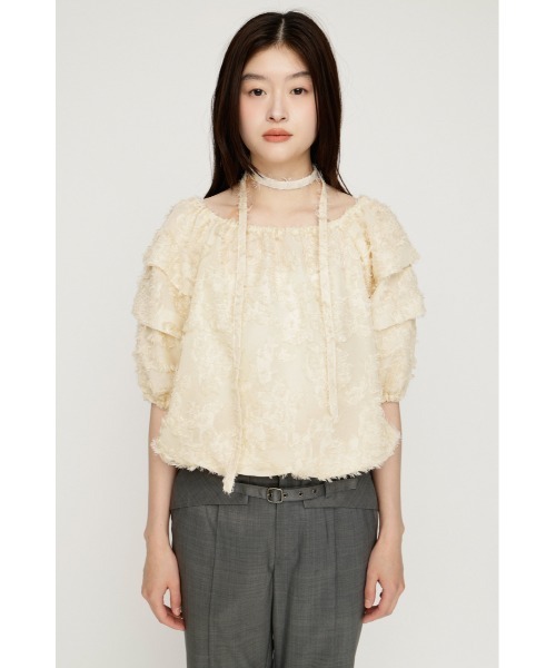 SLY(スライ)の「TUCK SLEEVE OFFSHOULDER TOPS タックスリーブオフショルダートップス 夏服 秋服(シャツ/ブラウス・レディース・アイボリー/ブラック/ブラウン・FREE)」の17枚目の写真