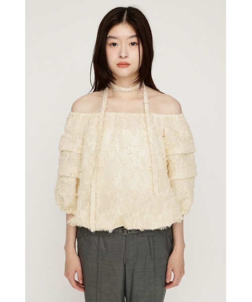SLY(スライ)の「TUCK SLEEVE OFFSHOULDER TOPS タックスリーブオフショルダートップス 夏服 秋服(シャツ/ブラウス・レディース・アイボリー/ブラック/ブラウン・FREE)」の20枚目の写真