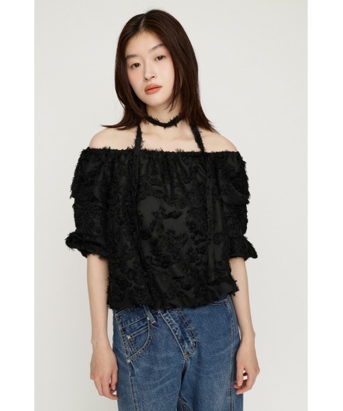 SLY(スライ)の「TUCK SLEEVE OFFSHOULDER TOPS タックスリーブオフショルダートップス 夏服 秋服(シャツ/ブラウス・レディース・アイボリー/ブラック/ブラウン・FREE)」の12枚目の写真