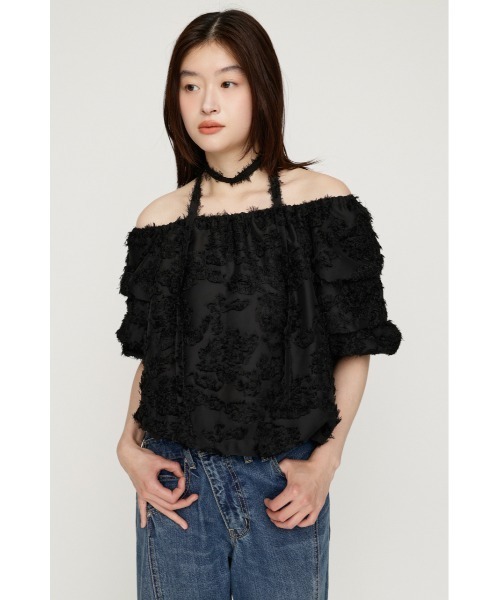 SLY(スライ)の「TUCK SLEEVE OFFSHOULDER TOPS タックスリーブオフショルダートップス 夏服 秋服(シャツ/ブラウス・レディース・アイボリー/ブラック/ブラウン・FREE)」の15枚目の写真