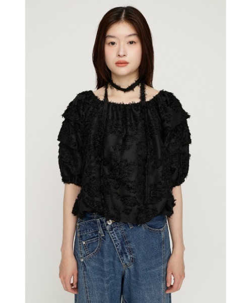 SLY(スライ)の「TUCK SLEEVE OFFSHOULDER TOPS タックスリーブオフショルダートップス 夏服 秋服(シャツ/ブラウス・レディース・アイボリー/ブラック/ブラウン・FREE)」の9枚目の写真