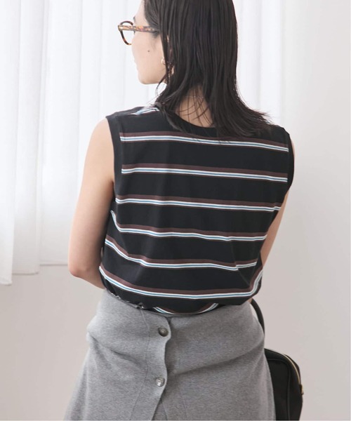 JOURNAL STANDARD(ジャーナルスタンダード)の「《追加3》汗ジミ防止天竺ボーダーノースリーブ(Tシャツ/カットソー・レディース・グリーン/ベージュ/ブラック/ウッド・FREE)」の15枚目の写真