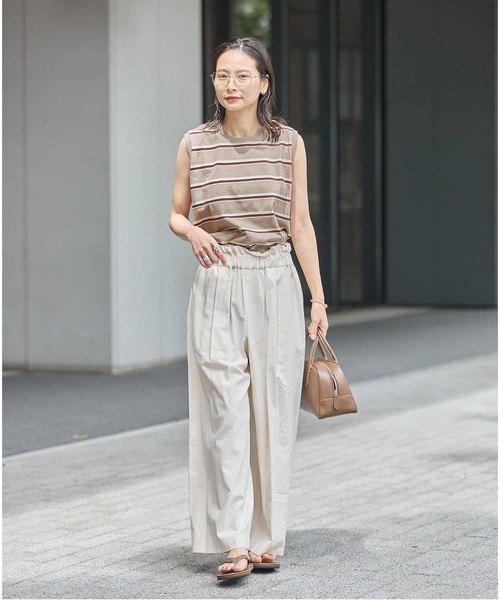JOURNAL STANDARD(ジャーナルスタンダード)の「《追加3》汗ジミ防止天竺ボーダーノースリーブ(Tシャツ/カットソー・レディース・グリーン/ベージュ/ブラック/ウッド・FREE)」の20枚目の写真
