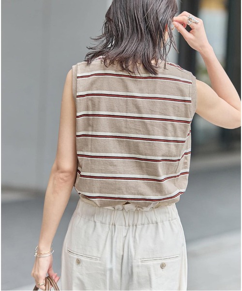 JOURNAL STANDARD(ジャーナルスタンダード)の「《追加3》汗ジミ防止天竺ボーダーノースリーブ(Tシャツ/カットソー・レディース・グリーン/ベージュ/ブラック/ウッド・FREE)」の22枚目の写真