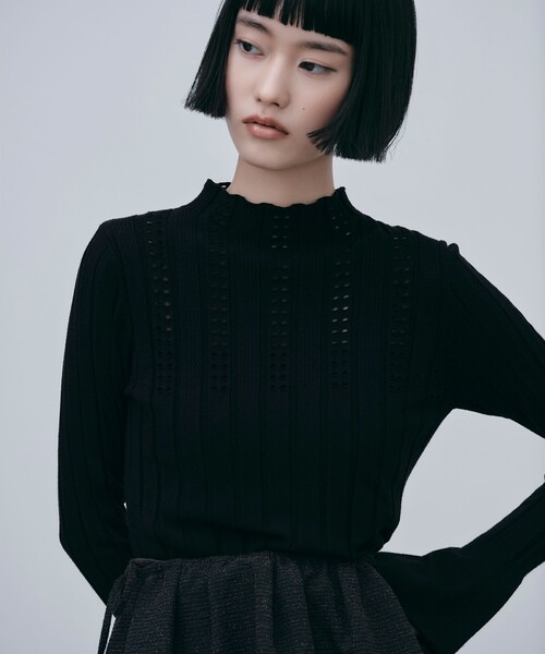 <EMMEL REFINES> EM Ailette Bottle Neck Knit — трикотажная футболка с высоким воротом