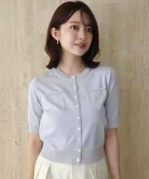 シルクタッチコットンレーストリムコンパクトTシャツ（Tシャツ