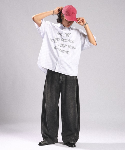 RAGEBLUE（レイジブルー）の「LETTERED LOGO STRIPE LOOSE SHIRTS/レタードロゴストライプルーズシャツ（シャツ/ブラウス・メンズ・その他5/ライトブルー・LARGE/MEDIUM）」の5枚目の写真