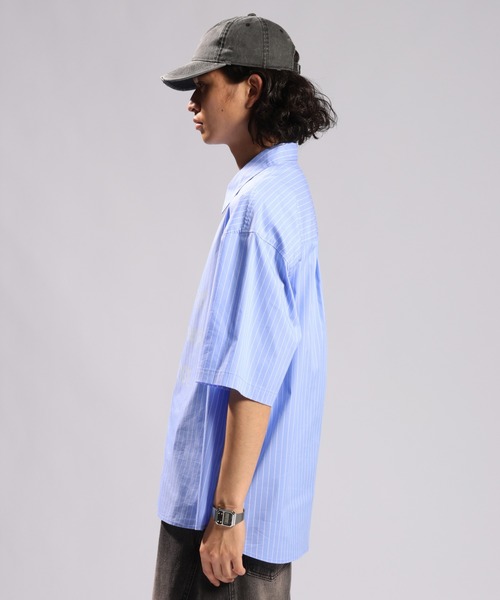 RAGEBLUE（レイジブルー）の「LETTERED LOGO STRIPE LOOSE SHIRTS/レタードロゴストライプルーズシャツ（シャツ/ブラウス・メンズ・その他5/ライトブルー・LARGE/MEDIUM）」の15枚目の写真