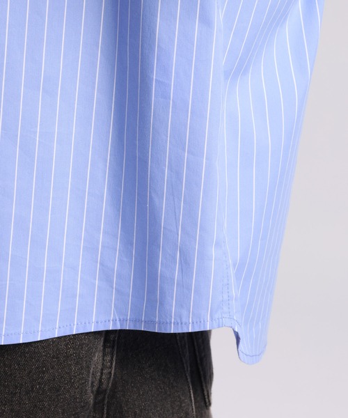 RAGEBLUE（レイジブルー）の「LETTERED LOGO STRIPE LOOSE SHIRTS/レタードロゴストライプルーズシャツ（シャツ/ブラウス・メンズ・その他5/ライトブルー・LARGE/MEDIUM）」の20枚目の写真