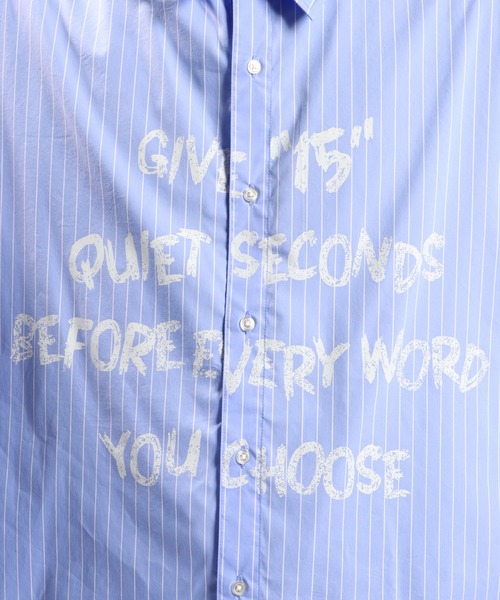 RAGEBLUE（レイジブルー）の「LETTERED LOGO STRIPE LOOSE SHIRTS/レタードロゴストライプルーズシャツ（シャツ/ブラウス・メンズ・その他5/ライトブルー・LARGE/MEDIUM）」の22枚目の写真