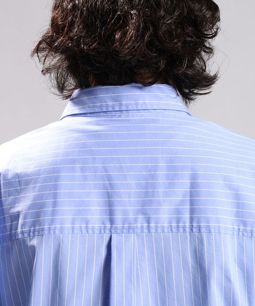 RAGEBLUE（レイジブルー）の「LETTERED LOGO STRIPE LOOSE SHIRTS/レタードロゴストライプルーズシャツ（シャツ/ブラウス・メンズ・その他5/ライトブルー・LARGE/MEDIUM）」の17枚目の写真