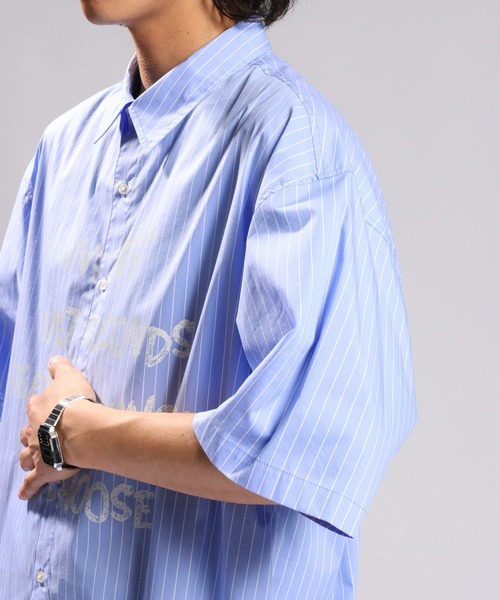 RAGEBLUE（レイジブルー）の「LETTERED LOGO STRIPE LOOSE SHIRTS/レタードロゴストライプルーズシャツ（シャツ/ブラウス・メンズ・その他5/ライトブルー・LARGE/MEDIUM）」の19枚目の写真