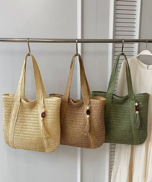 Miniministore(ミニミニストア)の「カゴバッグ 大容量 編み込みトートバッグ(かごバッグ・レディース・ベージュ/アイボリー/カーキ・FREE)」の11枚目の写真