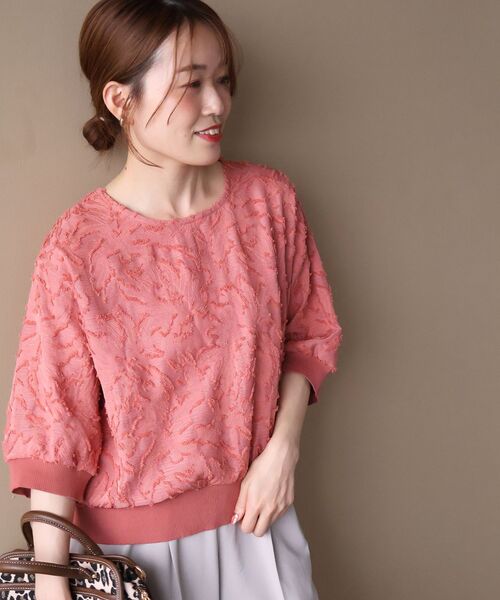le.coeur blanc(ルクールブラン)の「フリンジジャガードプルオーバー(Tシャツ/カットソー・レディース・アイボリー/ブラック/ピンク・38)」の6枚目の写真