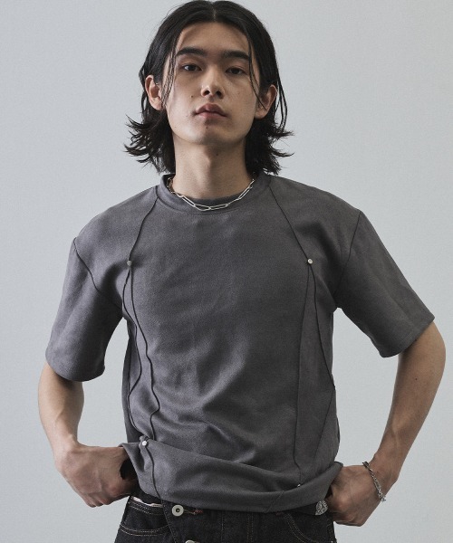 Shoowtime（ショウタイム）の「Cord Detail Compact T-Shirt / コードデザインコンパクトTシャツ（Tシャツ/カットソー・メンズ・ホワイト/ブラック/グレー・MEDIUM/LARGE/X-LARGE）」の3枚目の写真
