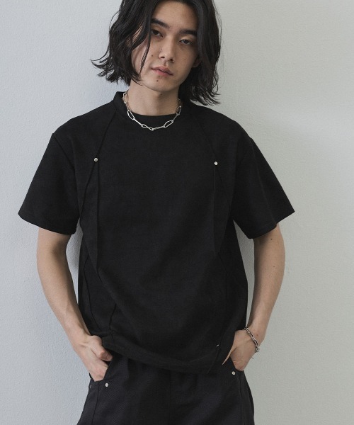Shoowtime（ショウタイム）の「Cord Detail Compact T-Shirt / コードデザインコンパクトTシャツ（Tシャツ/カットソー・メンズ・ホワイト/ブラック/グレー・MEDIUM/LARGE/X-LARGE）」の4枚目の写真