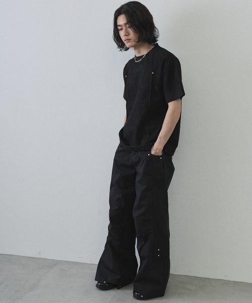Shoowtime（ショウタイム）の「Cord Detail Compact T-Shirt / コードデザインコンパクトTシャツ（Tシャツ/カットソー・メンズ・ホワイト/ブラック/グレー・MEDIUM/LARGE/X-LARGE）」の9枚目の写真