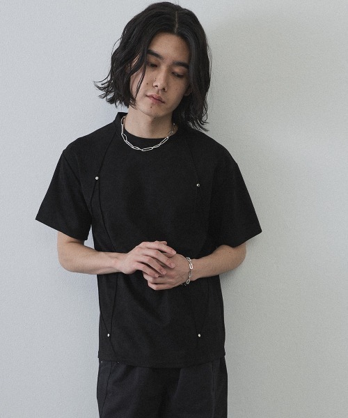 Shoowtime（ショウタイム）の「Cord Detail Compact T-Shirt / コードデザインコンパクトTシャツ（Tシャツ/カットソー・メンズ・ホワイト/ブラック/グレー・MEDIUM/LARGE/X-LARGE）」の13枚目の写真
