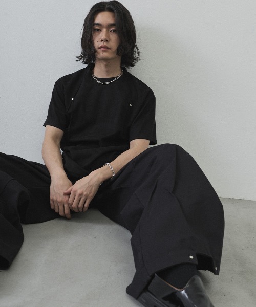 Shoowtime（ショウタイム）の「Cord Detail Compact T-Shirt / コードデザインコンパクトTシャツ（Tシャツ/カットソー・メンズ・ホワイト/ブラック/グレー・MEDIUM/LARGE/X-LARGE）」の14枚目の写真