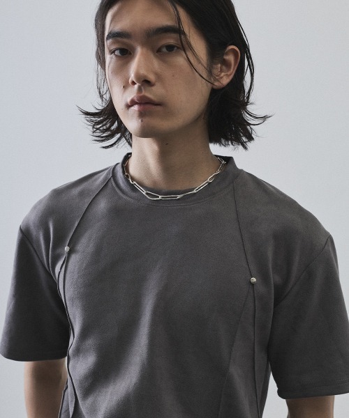 Shoowtime（ショウタイム）の「Cord Detail Compact T-Shirt / コードデザインコンパクトTシャツ（Tシャツ/カットソー・メンズ・ホワイト/ブラック/グレー・MEDIUM/LARGE/X-LARGE）」の16枚目の写真