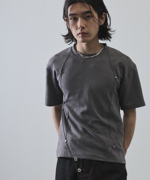 Shoowtime（ショウタイム）の「Cord Detail Compact T-Shirt / コードデザインコンパクトTシャツ（Tシャツ/カットソー・メンズ・ホワイト/ブラック/グレー・MEDIUM/LARGE/X-LARGE）」の18枚目の写真