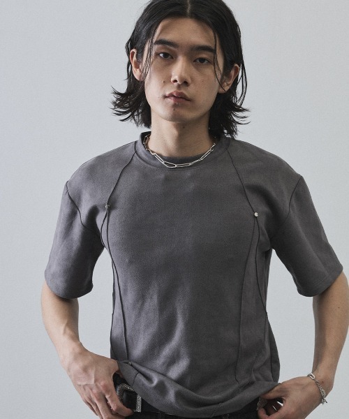 Shoowtime（ショウタイム）の「Cord Detail Compact T-Shirt / コードデザインコンパクトTシャツ（Tシャツ/カットソー・メンズ・ホワイト/ブラック/グレー・MEDIUM/LARGE/X-LARGE）」の22枚目の写真