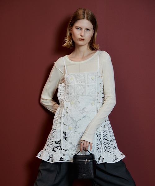 MAISON SPECIAL(メゾンスペシャル)の「Lace Apron Tunic/レースエプロンチュニック(チュニック・レディース・ブラック/ホワイト・FREE)」の2枚目の写真