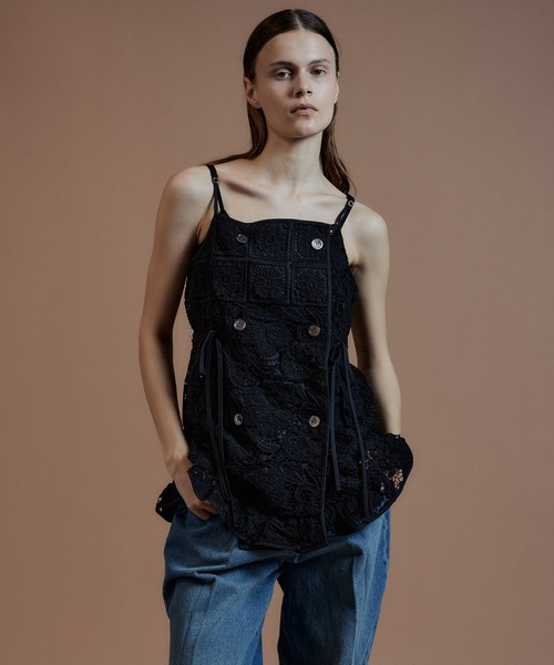 MAISON SPECIAL(メゾンスペシャル)の「Lace Apron Tunic/レースエプロンチュニック(チュニック・レディース・ブラック/ホワイト・FREE)」の1枚目の写真