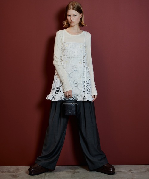 MAISON SPECIAL(メゾンスペシャル)の「Lace Apron Tunic/レースエプロンチュニック(チュニック・レディース・ブラック/ホワイト・FREE)」の3枚目の写真