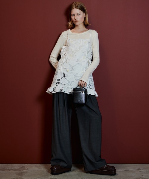 MAISON SPECIAL(メゾンスペシャル)の「Lace Apron Tunic/レースエプロンチュニック(チュニック・レディース・ブラック/ホワイト・FREE)」の4枚目の写真