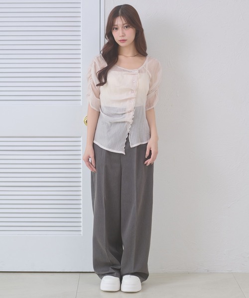 Ambre Neige(アンブルネージュ)の「sheer gathere top / シアーギャザートップス(シャツ/ブラウス・レディース・その他/グレー/アイボリー/ダークブラウン・FREE)」の19枚目の写真