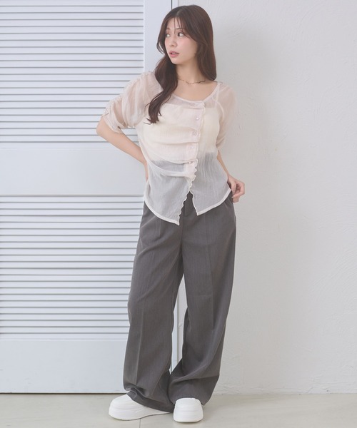 Ambre Neige(アンブルネージュ)の「sheer gathere top / シアーギャザートップス(シャツ/ブラウス・レディース・その他/グレー/アイボリー/ダークブラウン・FREE)」の21枚目の写真