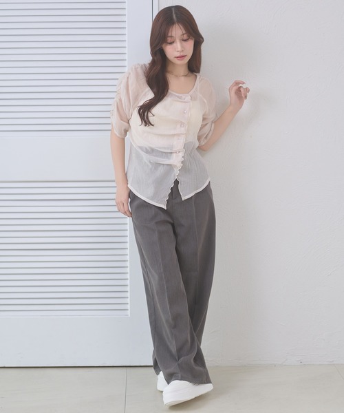 Ambre Neige(アンブルネージュ)の「sheer gathere top / シアーギャザートップス(シャツ/ブラウス・レディース・その他/グレー/アイボリー/ダークブラウン・FREE)」の22枚目の写真