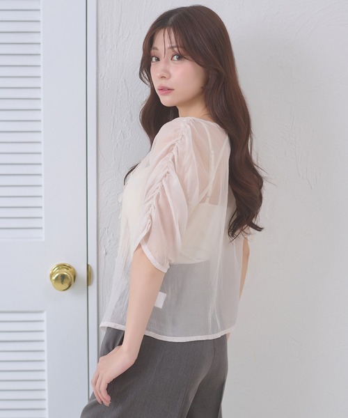 Ambre Neige(アンブルネージュ)の「sheer gathere top / シアーギャザートップス(シャツ/ブラウス・レディース・その他/グレー/アイボリー/ダークブラウン・FREE)」の18枚目の写真