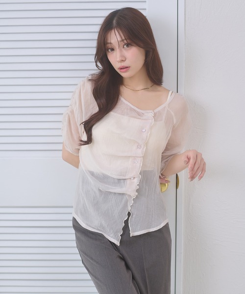 Ambre Neige(アンブルネージュ)の「sheer gathere top / シアーギャザートップス(シャツ/ブラウス・レディース・その他/グレー/アイボリー/ダークブラウン・FREE)」の15枚目の写真