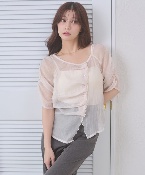 Ambre Neige(アンブルネージュ)の「sheer gathere top / シアーギャザートップス(シャツ/ブラウス・レディース・その他/グレー/アイボリー/ダークブラウン・FREE)」の17枚目の写真