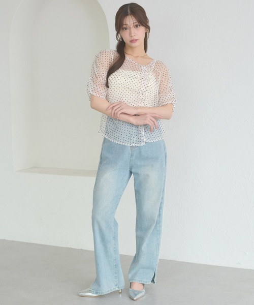 Ambre Neige(アンブルネージュ)の「sheer gathere top / シアーギャザートップス(シャツ/ブラウス・レディース・その他/グレー/アイボリー/ダークブラウン・FREE)」の9枚目の写真