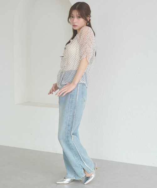 Ambre Neige(アンブルネージュ)の「sheer gathere top / シアーギャザートップス(シャツ/ブラウス・レディース・その他/グレー/アイボリー/ダークブラウン・FREE)」の10枚目の写真