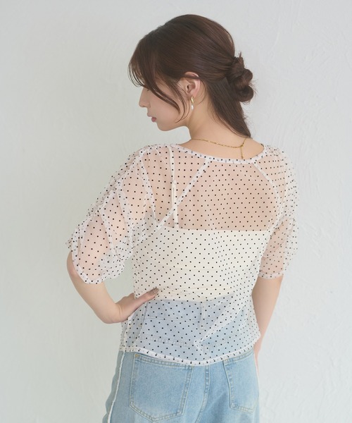 Ambre Neige(アンブルネージュ)の「sheer gathere top / シアーギャザートップス(シャツ/ブラウス・レディース・その他/グレー/アイボリー/ダークブラウン・FREE)」の7枚目の写真