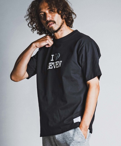 seventy seven（セブンティセブン）の「mt10611- heavy oz USA cotton S-S t-shirt (I love seven) Tシャツ(7726W080)（Tシャツ/カットソー・メンズ・ホワイト/ブラック/サンドベージュ・S/M/L/XL）」の2枚目の写真
