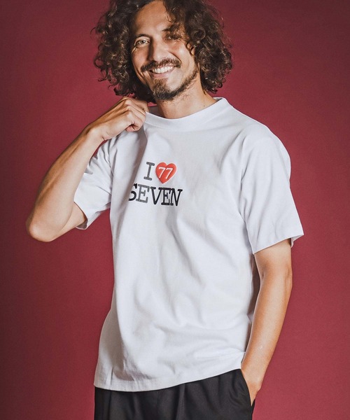 seventy seven（セブンティセブン）の「mt10611- heavy oz USA cotton S-S t-shirt (I love seven) Tシャツ(7726W080)（Tシャツ/カットソー・メンズ・ホワイト/ブラック/サンドベージュ・S/M/L/XL）」の5枚目の写真