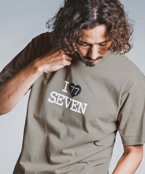 seventy seven（セブンティセブン）の「mt10611- heavy oz USA cotton S-S t-shirt (I love seven) Tシャツ(7726W080)（Tシャツ/カットソー・メンズ・ホワイト/ブラック/サンドベージュ・S/M/L/XL）」の12枚目の写真