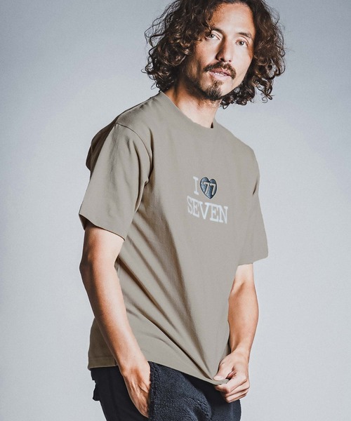 seventy seven（セブンティセブン）の「mt10611- heavy oz USA cotton S-S t-shirt (I love seven) Tシャツ(7726W080)（Tシャツ/カットソー・メンズ・ホワイト/ブラック/サンドベージュ・S/M/L/XL）」の13枚目の写真