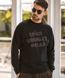 1PIU1UGUALE3  RELAX （ウノピゥウノウグァーレトレ リラックス）の「1PIU1UGUALE3 RELAX(ウノピゥウノウグァーレトレ リラックス)グリッター刺繍ロングTシャツ（Tシャツ/カットソー）」