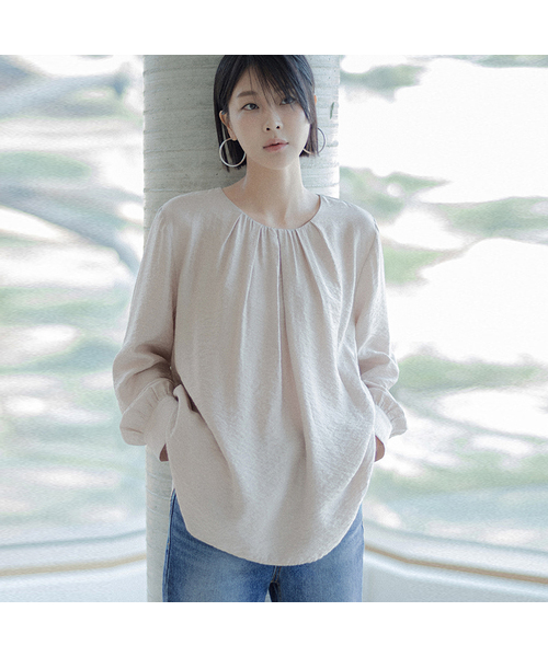 MEMUA（メムア）の「アレフルシャーリングブラウス（シャツ/ブラウス・レディース・ライトブルー/ベージュ/ブラック/ホワイト・FREE）」の3枚目の写真