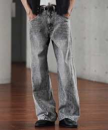 VINTAGE WASHED CURVED DENIM -SLIM FIT-