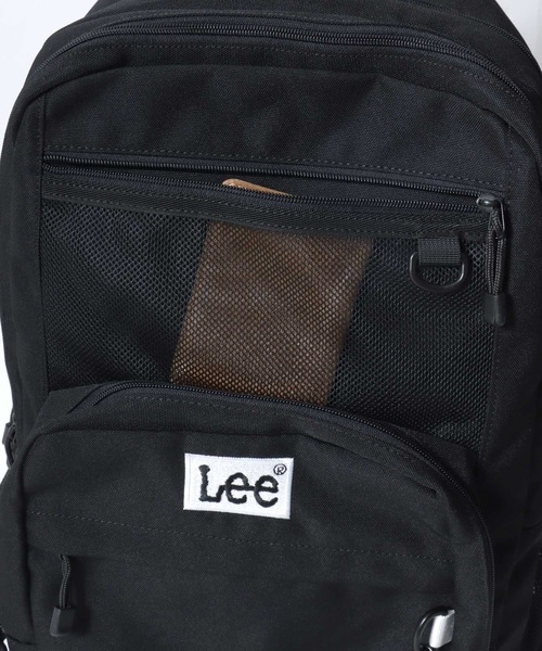 Lee(リー)の「Lee/リー 撥水 ロゴ ワンポイント刺繍 フロントメッシュ テープチャーム付き バックパック/リュックサック/大容量 約23L/レディース メンズ(バックパック/リュック・レディース・ブラック×ホワイト/ブラック×パープル/ブラック×グリーン/ブラック×ピンク/ブラック×ブラック・FREE)」の21枚目の写真