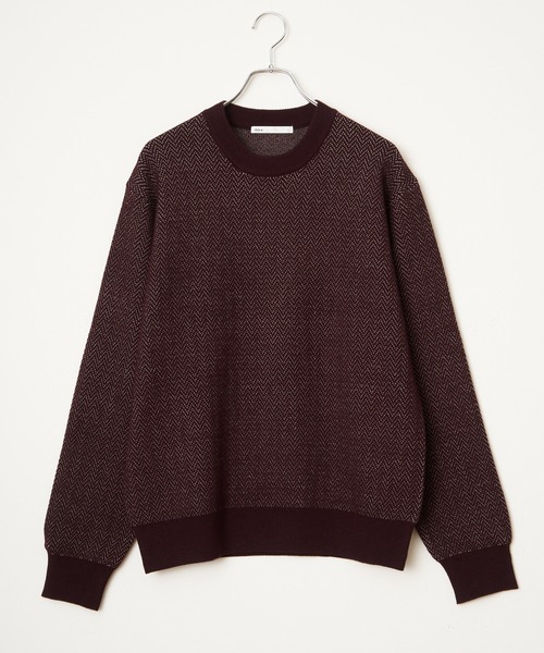 ikka（イッカ）の「ヘリンボンジャカードニット（ニット/セーター・メンズ・グレー/ワイン/ネイビー・M/L/XL）」の3枚目の写真