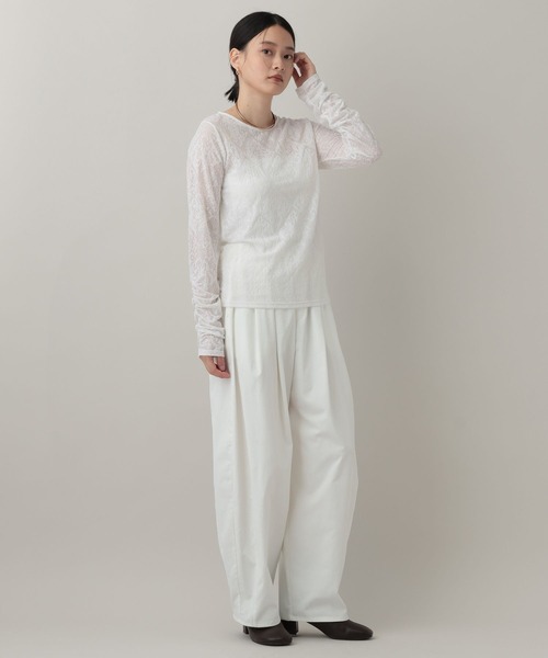 A part by(アパートバイ)の「レースジャガードシャーリング_長袖(Tシャツ/カットソー・レディース・ブラック/ホワイト・FREE)」の3枚目の写真