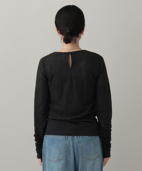 A part by(アパートバイ)の「レースジャガードシャーリング_長袖(Tシャツ/カットソー・レディース・ブラック/ホワイト・FREE)」の14枚目の写真